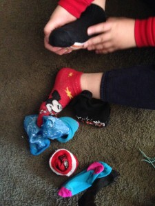 Wearing five pairs of socks