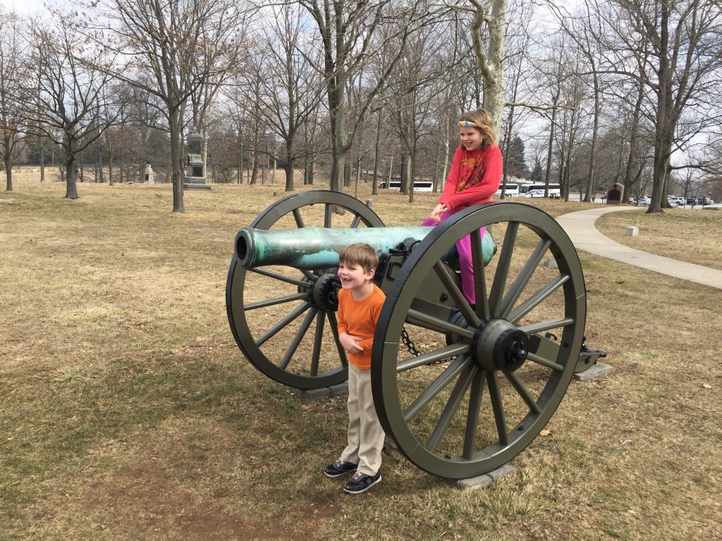 Kids on a Cannon at Gettysburg